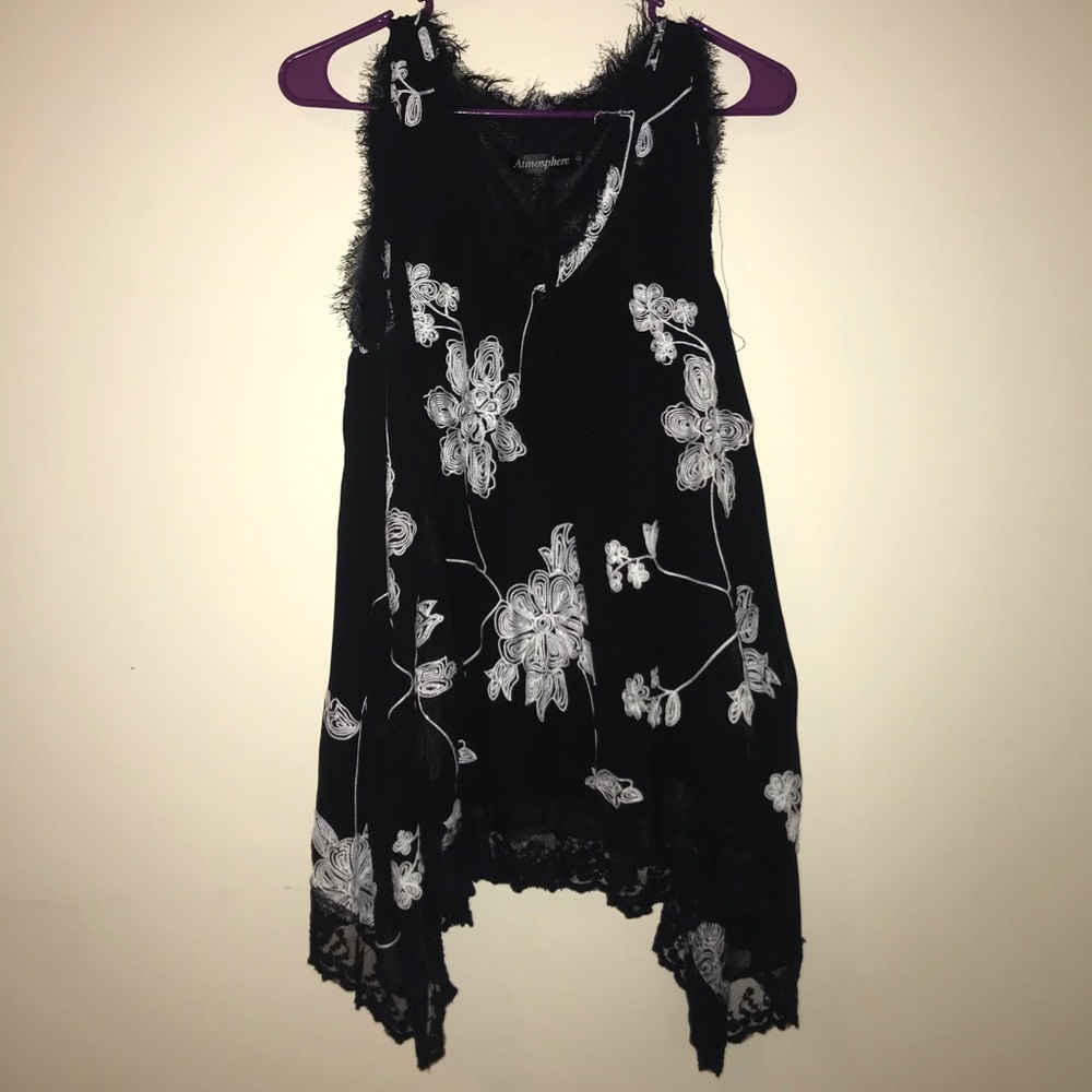 Black w/ White embroidery TANK